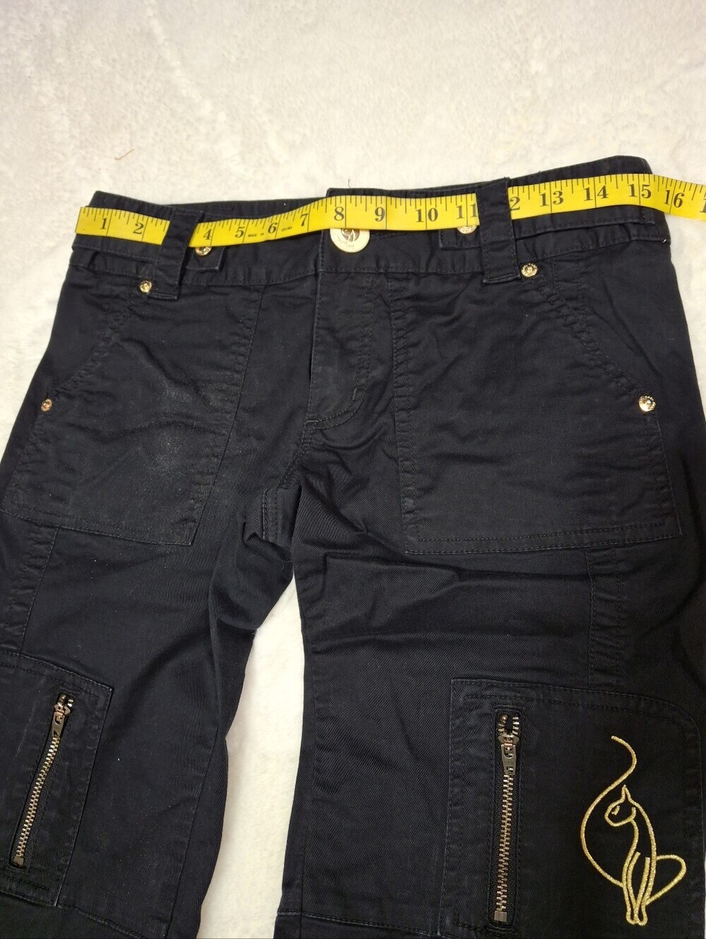 Baby Phat Ankle Drawstring Black Cotton Stretch Pants Women Size 5 / Waist 30 - Picture 12 of 16